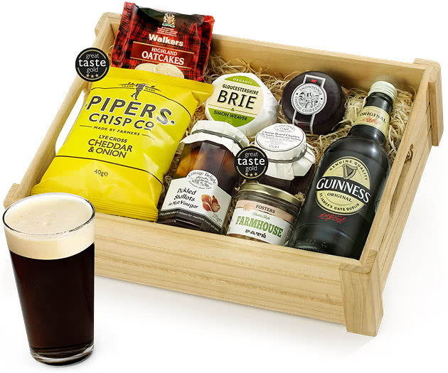 Valentine's Day Ploughman's Choice in Wooden Crate With Guinness